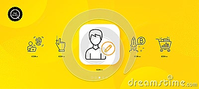 Seo shopping, Touchscreen gesture and Edit person minimal line icons. For web application, printing. Vector Vector Illustration