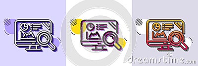 Seo statistics line icon. Search engine sign. Halftone dotted pattern. Vector Stock Photo