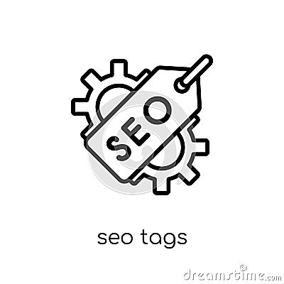 seo Tags icon. Trendy modern flat linear vector seo Tags icon on Vector Illustration