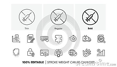 Seo targeting, Social responsibility and World statistics line icons. For web app, printing. Line icons. Vector Vector Illustration