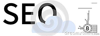 SEO and Modern Digital Trends Cloud Computing and Blockchain Integration Concept Vector Illustration