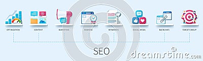 SEO vector infographic in 3D style Vector Illustration