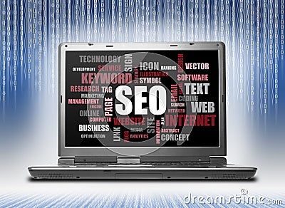 SEO word or tag cloud Stock Photo