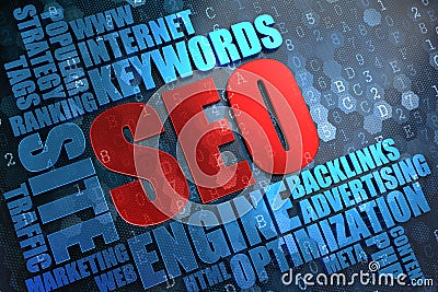 SEO - Wordcloud Concept. Stock Photo