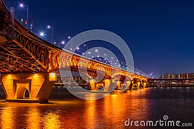 Seongsu bridge at nigth in seou Stock Photo