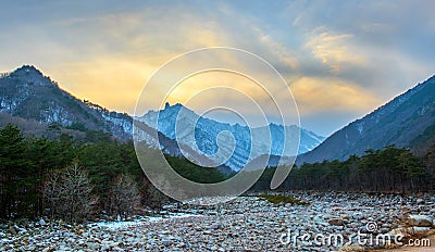 Seoraksan in winter,Famous mountain in Korea. Stock Photo