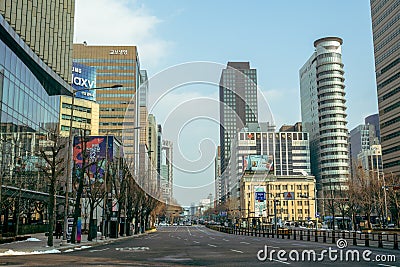 Gwanghwamun square modern buildings, Seoul city street in Seoul, Korea Editorial Stock Photo