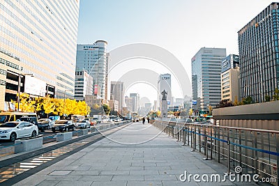 Gwanghwamun square Modern buildings and Seoul city view in Seoul, Korea Editorial Stock Photo
