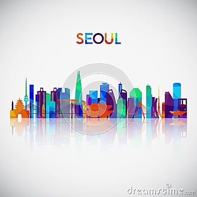 Seoul skyline silhouette in colorful geometric style. Vector Illustration