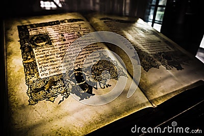 Ancient Book on display in Lotte World Magic Island Editorial Stock Photo
