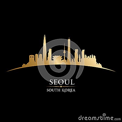 Seoul South Korea city skyline silhouette black background Vector Illustration