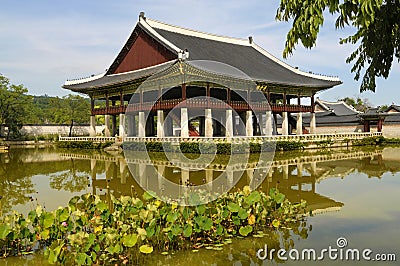 Seoul, south korea, famous pagoda pavillion at Gyeongbok Palace Stock Photo