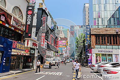 Seoul, South Korea - July 25, 2021: Cityscape of the Korean capital city. Street view of the asian metropolis. City view or street Editorial Stock Photo