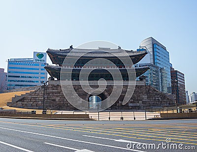 Namdaemun gate Seoul color Editorial Stock Photo