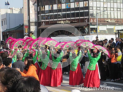 Seoul, South Korea, October 2012: street performance during the 2012 Itaewon Global Village Festival in Seoul. Editorial Stock Photo