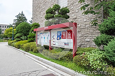 A notice board in Korea university, Seoul, South Korea Editorial Stock Photo