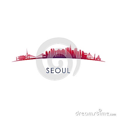 Seoul, South Korea skyline silhouette Vector Illustration