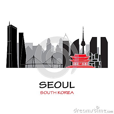 Seoul South Korea skyline Vector Illustration