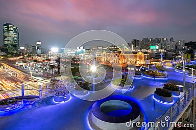 Seoul Station Seoullo 7017 Project turn a highway into a pedestrian walkway in Seoul South Korea. Editorial Stock Photo