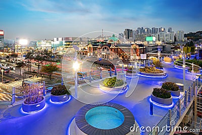 Seoul Station Seoullo 7017 Project turn a highway into a pedestrian walkway in Seoul, South Korea. Editorial Stock Photo