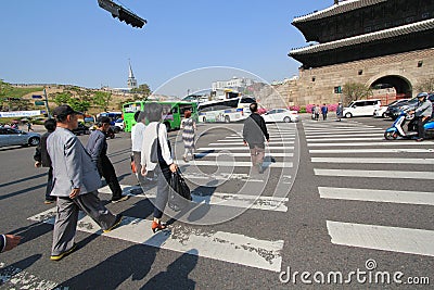 Car, pedestrian, vehicle, road, asphalt, recreation, lane, street, roof, sports, city, crossing Editorial Stock Photo