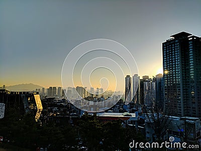 Seoul at Sunset Editorial Stock Photo