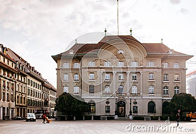 Swiss national bank building in old town Bern, Switzerland Editorial Stock Photo