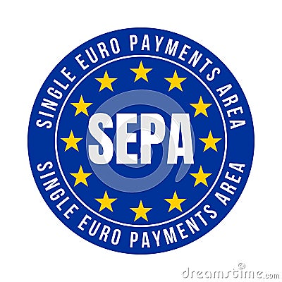 SEPA single euro payments area symbol icon Cartoon Illustration