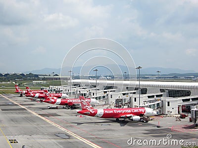 Airbus plane own by airasia park and waiting to be boarded Editorial Stock Photo