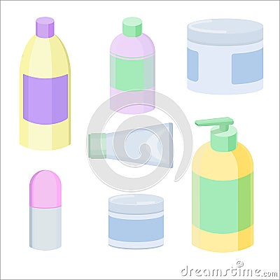 Separate cosmetic containers Vector Illustration