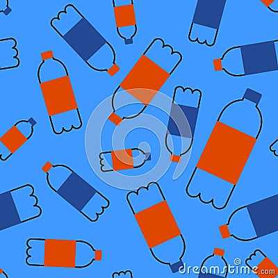 A seamless pattern with the pet bottles. Ecology friendly theme. Save the oceans Vector Illustration