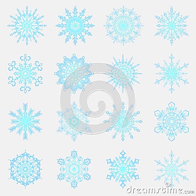 Separate Snowflakes Doodles icon Vector Rustic christmas clipart new year snow crystal illustration in flat style Cartoon Illustration