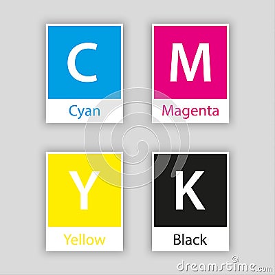 Separate swatch in cmyk color with color name Vector Illustration