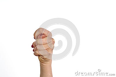 Separated fig sign - hand gesture isolated on white background Stock Photo