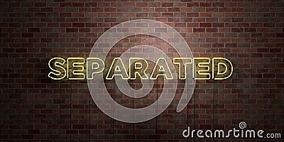 SEPARATED - fluorescent Neon tube Sign on brickwork - Front view - 3D rendered royalty free stock picture Stock Photo