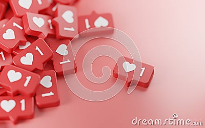 Separated One Love Notification Icon 3D Rendering Pink Background Stock Photo