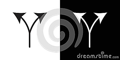 Separating arrow in two part icon Isolated flat vector in outline Vector Illustration