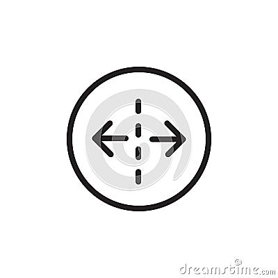 Separating arrow in two part icon Outline vector for web ui Vector Illustration