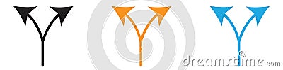 Separating arrow in two part vector logo set collection for web app ui Vector Illustration