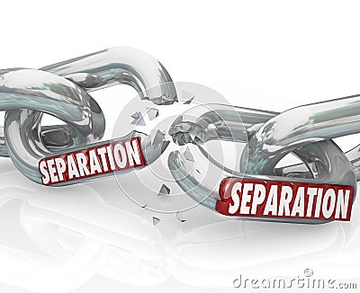Separation Chain Links Break Apart Dividing Pulling Away Stock Photo