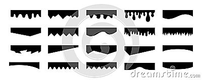Separators shapes for website presentation set. Curve Lines, Wave, Drops and triangular dividers for Top or Bottom Page Vector Illustration