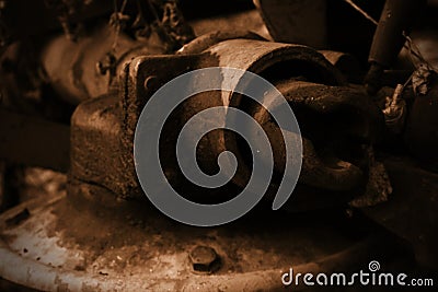 sepia colored mechanical piece Stock Photo