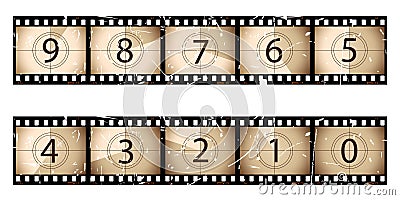 Sepia film strip countdown Stock Photo