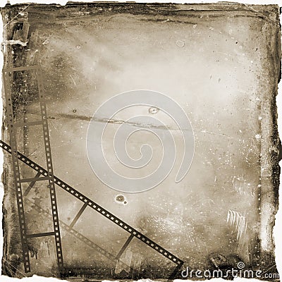 Sepia Film Strip Grunge Background Stock Photo