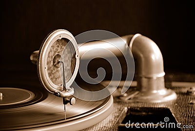 Sepia gramophone Stock Photo