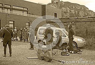 A sepia photograph local band put on a weekly show to the people of Hastings Editorial Stock Photo