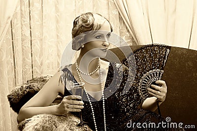 Sepia twenties cocktail Stock Photo