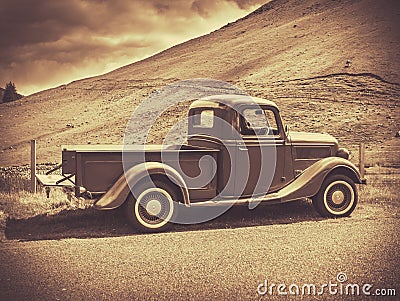 Sepia Vintage Truck Stock Photo