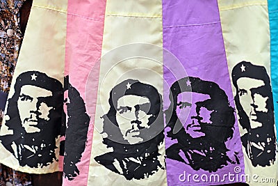 SEPTEMBER BERLIN: the portrait of Cuban revolutionary Che Guevara on a t-shirt at a street market in Berlin Editorial Stock Photo