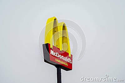 September 10, 2022, Brazil. Logo of the fast food chain, McDonald`s, in Campo Grande, Mato Grosso do Sul Editorial Stock Photo